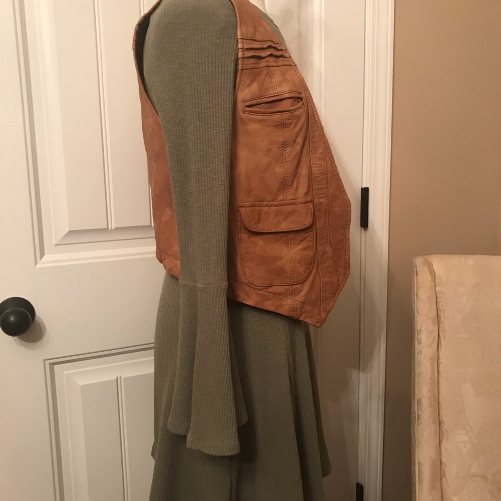 French Connection cognac leather vest.